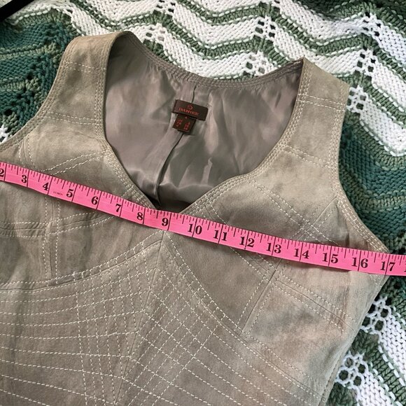 Y2K Danier Suede Leather Dress Womens 4 Tan Vintage 2000s Biker Stitching - Picture 9 of 14